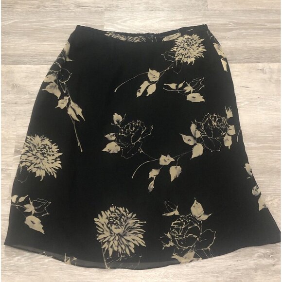 Cynthia‎ Howie Skirt Womens SZ 12 Black Floral Silk Whimsigoth Boho Hippie - Picture 1 of 5